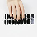 Pegatinas de uñas de gel impermeables, 20 tiras de esmalte de uñas negras, adhesivo para…