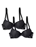 Iris & Lilly Sujetador Push-Up de Malla para Mujer, Pack de 2, Negro, 3B