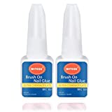 Pegamento para Uñas Postizas, 2 x 10g Pegamento Profesional Extra Fuerte para Uñas Postizas con Pincel,...