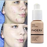 Liquid Foundation, Base de Maquillaje Cobertura Total Nuevo 30ml PHOERA 24HR Matte Oil Control...