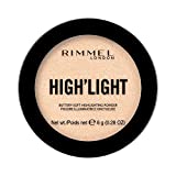 Iluminador en polvo ultrafino High'light de Rimmel London con una textura suave y ligera con...