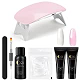 Coscelia Nail Extension Kit 2pcs Poly Extension Gel con lámpara LED+UV, con limpiador de uñas con...