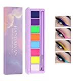 Paleta de delineador de ojos activado por agua de 8 colores Beteligir, delineador de ojos gráfico, pintura mate con brillo UV...