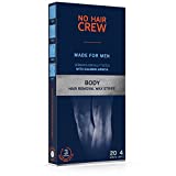 NO HAIR CREW Tiras Depilatorias Corporales de Alto Rendimiento - Para Hombre, 20 Tiras + 4 Toallitas...