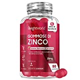 Suplemento de Zinc - 90 Gomitas de Citrato de Zinc Sabor Frambuesa - Zinc 25 mg Alta Dosis...