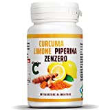 Cúrcuma1280 mg con Piperina Jengibre Limón Vitamina C Vegano-130 cpr Suplemento de salud natural...