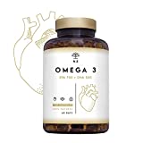 Aceite de Pescado Omega 3 2000mg, 700mg EPA y 500mg DHA.  Aceite de Pescado Natural con Vitamina E. Ayuda...