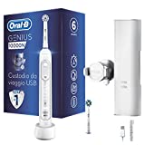 Cepillo de dientes eléctrico recargable Oral-B Genius 10000N con 1 mango blanco conectado, 6 modos entre ...