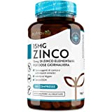 Zinc Elemental 15mg - 365 Comprimidos Veganos - Suministro para 12 Meses - Suplemento de Zinc con...