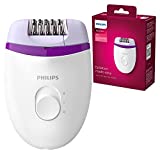 Philips BRE225/00 Satinelle Essential Depiladora eléctrica compacta, blanca/morada