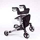 Andador de Aluminio Plegable Deluxe - Andador para Personas Mayores con 4 ruedas, asiento y frenos