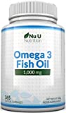 Aceite de pescado Omega 3 1000 mg - 365 cápsulas blandas - Suministro para 1 año - Fuente equilibrada de EPA y DHA -...