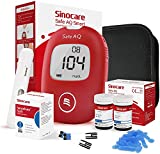 Sinocare medidor de glucosa en sangre, kit de prueba de diabetes glucosa en sangre con 50 tiras de prueba y 50...