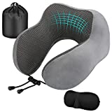 Marca Amazon: almohada de viaje Eono, almohada de espuma viscoelástica para el cuello, almohada de viaje para el cuello,...