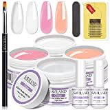 Saviland Kit de reconstrucción de uñas de gel - Gel de extensión de uñas 4 colores base Gel fortalecedor para...