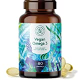 Omega 3 Vegano - Aceite Puro de Algas 1000 mg por Dosis - Complemento Alimenticio con 80...