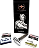 Maquinilla de afeitar de seguridad de doble filo Caesar Gun Metal de Roman Empire Shaving |  Navaja clásica |...