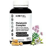 Complejo de melatonina |  120 cápsulas veganas para 4 meses |  Con 5-HTP, Valeriana, Melissa, Passiflora,...