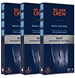 3x NO HAIR CREW Tiras Depilatorias Corporales de Alto Rendimiento - Para Hombres, 3 Paquetes de 20 Tiras 4...