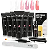 AIMEILI Gel Nails Builder Kit, 15ml Kit completo de uñas de gel, Kit de dedos de uñas postizas,...