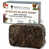 Jabón Negro Africano PraNaturals 200g, Hecho a Mano en Ghana, Cosmética Orgánica y...