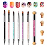 6 PCS Cepillos de uñas de doble cabeza para Nail Art, 1 PCS Cepillo de uñas de esponja de doble punta ...