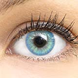 GLAMLENS Lentillas de Colores Jasmin Blue - azul claro - mensuales - con estuche para lentillas - azul...