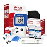 Sinocare medidor de glucosa en sangre, kit de prueba de diabetes glucosa en sangre con 50 tiras de prueba y 50...