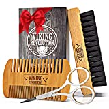 Juego de peine y cepillo para barba Viking Revolution para hombre - Cepillo para barba para hombre con cerdas...