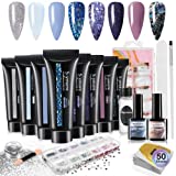 Skymore Nail Builder Gel Kit, 8 pcs 15ml Nail Extension Gel, con herramientas para uñas postizas...