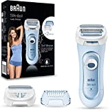 Maquinilla de afeitar eléctrica Braun Silk-épil para mujer Inalámbrica, Wet & Dry, 3 en 1 con 2 accesorios Suave en...