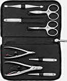 ZWILLING TWINOX Set de manicura 8 piezas Cuero vacuno con cremallera Negro