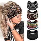 4 Piezas Diademas Mujer, Kavya Banda Elástica Ancha Estampado Leopardo Boho Trendy...